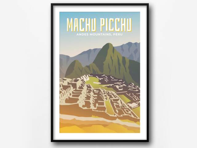 Machu Picchu Retro Travel Poster Peru Home Decor - image 1