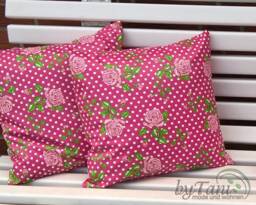 Water-Repellent Cushion Cover With Rose Motif - thumbnail 1