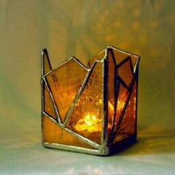 Yellow Stained Glass Candle Holder - thumbnail 1