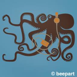 Octopus With Headphones Vinyl Wall Decal - thumbnail 3