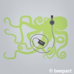 Octopus With Headphones Vinyl Wall Decal - thumbnail 2