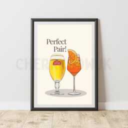 stella & Aperol Spritz Print - Couple Drinks Art, Home Bar Decor - thumbnail 1