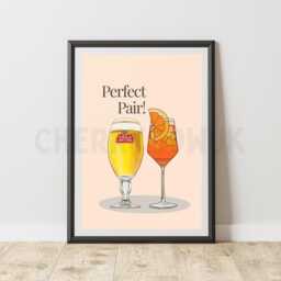 stella & Aperol Spritz Print - Couple Drinks Art, Home Bar Decor - thumbnail 3