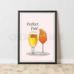 stella & Aperol Spritz Print - Couple Drinks Art, Home Bar Decor - thumbnail 2