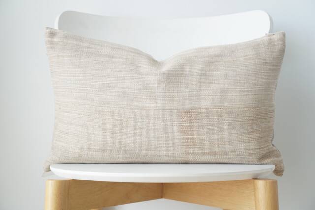 Gray Neutral Tribal Hemp Hand Woven Natural Dye Color Lumbar Pillow Cover - image 1
