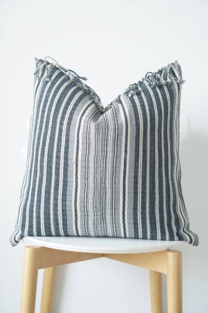 Gray Neutral Tribal Hemp Hand Woven Natural Dye Color Lumbar Pillow Cover - image 1