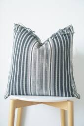 Gray Neutral Tribal Hemp Hand Woven Natural Dye Color Lumbar Pillow Cover - thumbnail 1