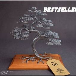 Wire Bonsai Tree Handmade Steel Sculpture, Engraved Dedication Option - thumbnail 2