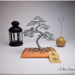 Wire Bonsai Tree Handmade Steel Sculpture, Engraved Dedication Option - thumbnail 3