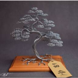 Wire Bonsai Tree Handmade Steel Sculpture, Engraved Dedication Option - thumbnail 4