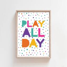 Set Of 3 Rainbow Prints, Teal, Girls Bedroom Decor, Nursery Play All Day, Wall Art, Prints - thumbnail 3