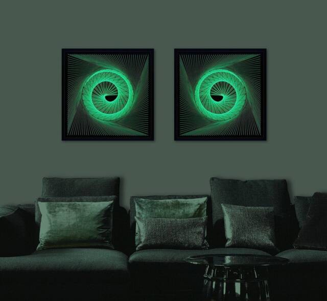 Neon Green String Art - Geometric Zen Wall Decor, Glow in The Dark - image 1