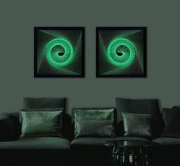 Neon Green String Art - Geometric Zen Wall Decor, Glow in The Dark - thumbnail 1
