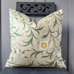 William Morris Scroll Cream Green Designer Fabric Sofa Cushion Pillow Cover - thumbnail 1