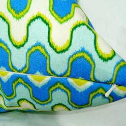 Geometric Green Blue Pillow Cover, Decorative Modern Designer Fabric Outdoor/Indoor - thumbnail 3