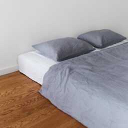 Gray Linen Bedding Set Queen/ King, Washed Flax Sheets, Breathable Summer Bedding, Minimalist Bedroom Decor - thumbnail 2