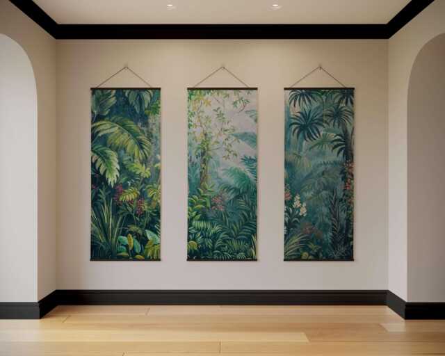 Painted Jungle Tapestry - Wall Hanging Unique Art - image 1