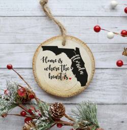 Florida Ornament, Pine Wood Slice, State Christmas Tree Decoration - thumbnail 1