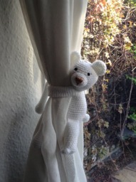 Crochet Bear Curtain Tie Back, Nursery Decor, Baby Shower Gift