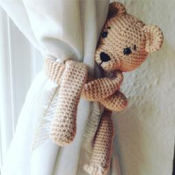 Crochet Bear Curtain Tie Back, Nursery Decor, Baby Shower Gift - thumbnail 2