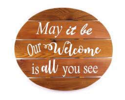 "Cedar Wood Welcome Sign Farmhouse Wall Decor - 12"" X 15.5" - thumbnail 1