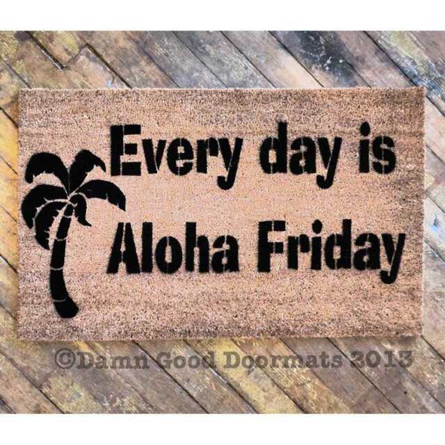 Aloha Friday Doormat - Tropical Palm Tree Welcome Mat - image 1