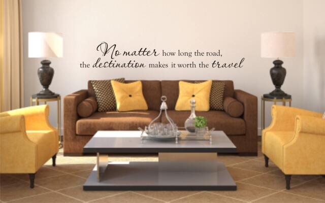Wall Decal Quote - No Matter How Long The Road, Destination Makes It Worth Travel Vinyl Travel - image 1