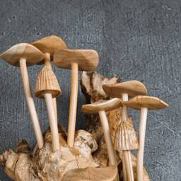 Handmade Wooden Mushroom Wall Art Tropical Driftwood Sculpture 14 - thumbnail 4