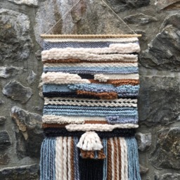 Handmade Woven Wall Tapestry Fiber Art Textile Weave, 20x33 - thumbnail 2