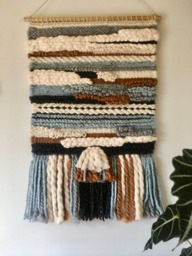 Handmade Woven Wall Tapestry Fiber Art Textile Weave, 20x33