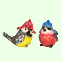 Sparrow Figurines Pair Birds Statue Winter Animal Family Gifts Outdoor Garden Sculpture Back Yard Xmas Decor Lawn Flowerbed Keepsake - thumbnail 1