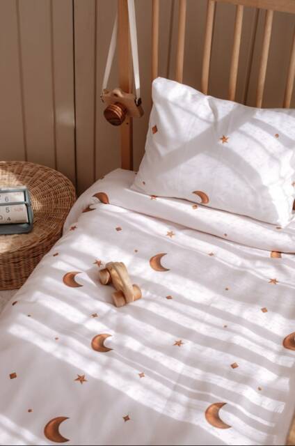 stars Patterned Cotton Sateen Duvet Cover Set - Gender Neutral Baby Toddler Bedding Affordable Twin Size Kids Crib Unique Gifts - image 1