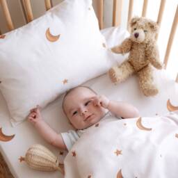 stars Patterned Cotton Sateen Duvet Cover Set - Gender Neutral Baby Toddler Bedding Affordable Twin Size Kids Crib Unique Gifts - thumbnail 3