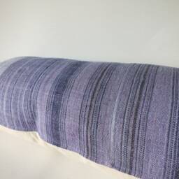 Hmong Lumbar Pillow Cover Vintage Hemp Batik, Striped Ethnic Kilim Home Decor - thumbnail 4