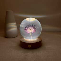 Custom Star Celery Flower Night Light, Dried Resin Lamp, Preserved Floral Table Eternal Purple Art, Bedside Lamp - thumbnail 1