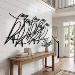 Minimalist Metal Bird Wall Art, Modern Line Decor, Large Abstract Nature, Housewarming Gift - thumbnail 1