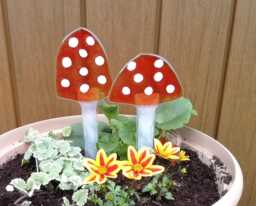 Fused Glass Toadstool Garden Stakes Colorful Plant Pot Decoration, Set Of Two - thumbnail 1