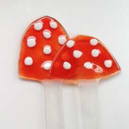 Fused Glass Toadstool Garden Stakes Colorful Plant Pot Decoration, Set Of Two - thumbnail 2