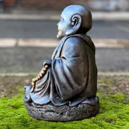 Smiling Buddha Figurine Massive Statue Japanese Sculpture Outdoor Asian Ornament Zen Garden Decoration Lover Gift - thumbnail 3