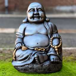 Smiling Buddha Figurine Massive Statue Japanese Sculpture Outdoor Asian Ornament Zen Garden Decoration Lover Gift - thumbnail 1