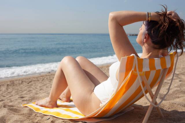 Portable Lightweight Beach Chair, Foldable Sunbed, Boho Backrest, Folding Plastic Free Chaise Long, Vintage Striped Canvas Sunlounger, Gift - image 1