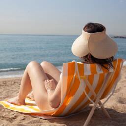 Portable Lightweight Beach Chair, Foldable Sunbed, Boho Backrest, Folding Plastic Free Chaise Long, Vintage Striped Canvas Sunlounger, Gift - thumbnail 2