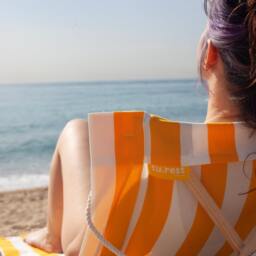 Portable Lightweight Beach Chair, Foldable Sunbed, Boho Backrest, Folding Plastic Free Chaise Long, Vintage Striped Canvas Sunlounger, Gift - thumbnail 3