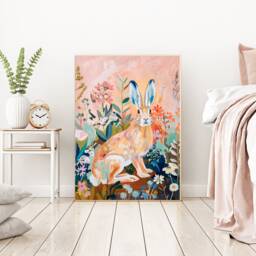 Hare Art Print, Rabbit Kids Print Poster, Nursery Wall Decor, Nature Art, Animal - thumbnail 2
