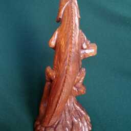 Hand Carved Black Walnut Lizard Sculpture, One Of A Kind Gift - thumbnail 3
