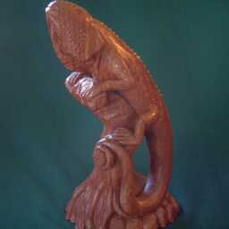 Hand Carved Black Walnut Lizard Sculpture, One Of A Kind Gift - thumbnail 4