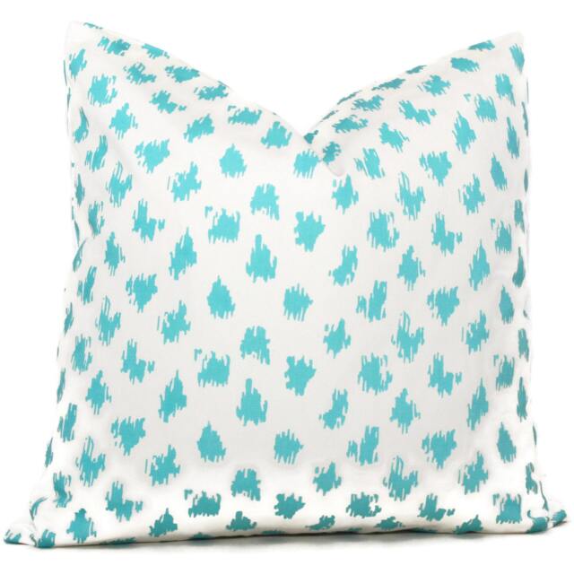 Aqua Ziza Spot Pillow Cover Quadrille Suncloth Outdoor Accent - image 1