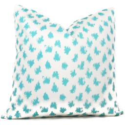 Aqua Ziza Spot Pillow Cover Quadrille Suncloth Outdoor Accent - thumbnail 1