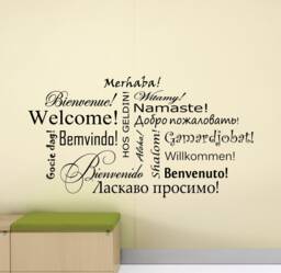 Welcome Wall Decal Sign Different Languages Word Cloud Poster Classroom Office Decor Quote Gift Vinyl Sticker Hallway Art Print G313 - thumbnail 1