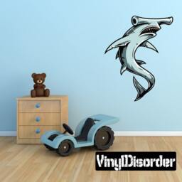Hammerhead Shark Wall Decal - Fabric Vinyl Removable & Reusable Sharkuscolor003Et